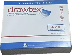 Box of (10) 00302 Drawtex Sterile Hydroconductive Wound Dressing Square 4 x 4" - Picture 1 of 1