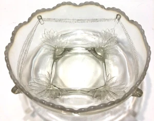 Antique Northwood Glass Bowl Shell Wild Rose White Opalescent 3-Toed Open Edge - Picture 1 of 7