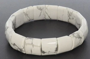  Magnesit Design gewölbt Schmuck Stretch Edelstein Armband 15x15mm A178 - Bild 1 von 1