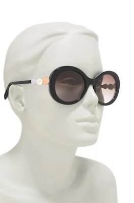 Gafas de sol redondas EMILIO PUCCI 55 MM - negras/burdeos - estuche rígido púrpura Foto 1 de 4