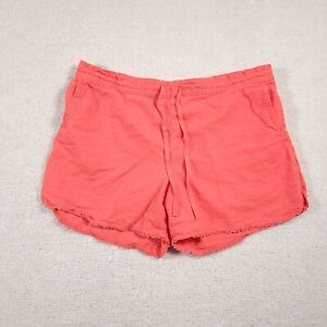 Terra & Sky Sz 1X Pink Shorts Linen Blend Elastic Waist Drawstring Pockets 