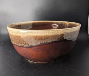 Vintage Drip Glaze Mixing Bowl Mid Century Brown Made in USA Serving Bowl 8.25" - Picture 1 of 6