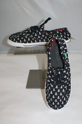 Tenis pirata naufragio Sanuk niños talla 6 negro blanco lona con cordones NUEVAS Foto 1 de 4