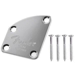 EL Guitar Neck Plate Curved Cutaway Semi Round Asymmetry 4 Holes with Screws SS - Picture 1 of 12