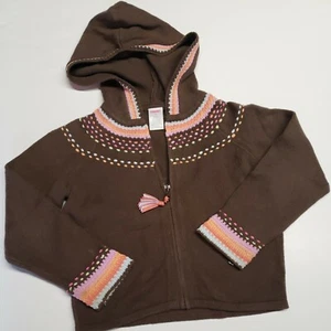 Gymboree Snow Blossom over the rainbow brown yarn stitched sweater hoodie size 5 - Picture 1 of 3