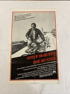 *UNUSED* 1980 THE HUNTER  27x41 ORIGINAL ONE SHEET MOVIE POSTER STEVE MCQUEEN - Picture 1 of 6