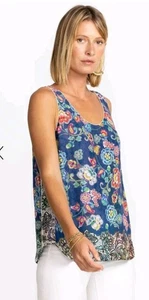 Johnny Was Reversible Block Mint Top Flowers Botanical Rayon Sleeveless Size 2X - Bild 1 von 11