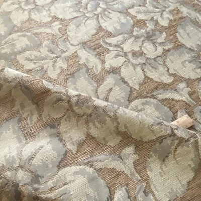 Tela decorativa de tapicería de chenilla floral marrón claro beige BTY Foto 1 de 4