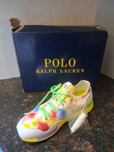 POLO RALPH LAUREN TRKSTR 200II SK-LTL TIE DYE KNIT UPPER SNEAKERS 9D - Picture 1 of 8