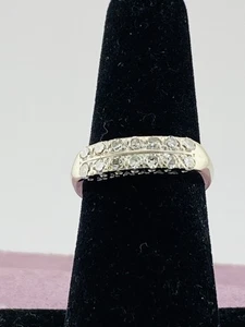 14kt White Gold .50ctw I1 G-H Double Row Diamond Band Ring Size 6.5 I-93313 - Picture 1 of 5