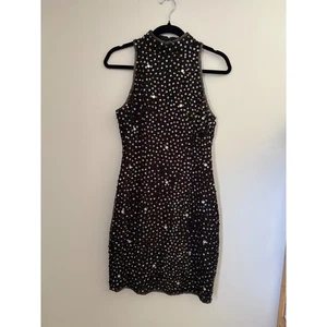 Vintage Designer Lawrence Kozar Black Sequin Silk Cocktail Party Dress Size PM - Picture 1 of 12