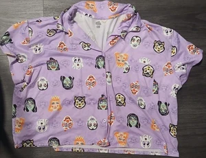 Halloween Vintage Look  Women's 16-18 PJ Top Lounge Collar Horror Mask Cat  - Picture 1 of 15