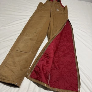 Carhartt R38 BRN Insulated Duck Double Front Bib Overalls 36x34 ~ SHIPS FAST!! - Picture 1 of 10