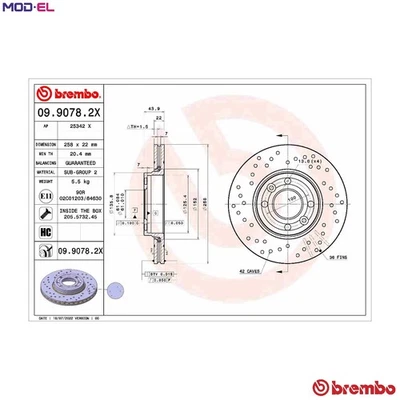 2x BRAKE DISC 09.9078.2X FOR RENAULT CLIO/IV/Hatchback/Van/Grandtour ZOE  LADA - Image 1 of 4