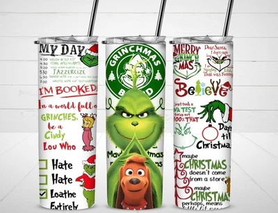 Стакан изолированный Grinch and Max 20 унций нержавеющая сталь персонализация - Изображение 1 из 3