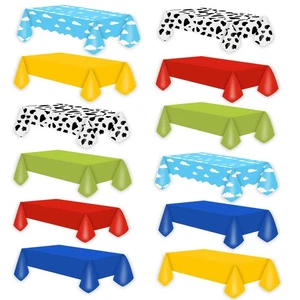 12 Pcs Blue Sky and White Cloud Color Plastic Tablecloths, Disposable Cartoon... - Picture 1 of 7