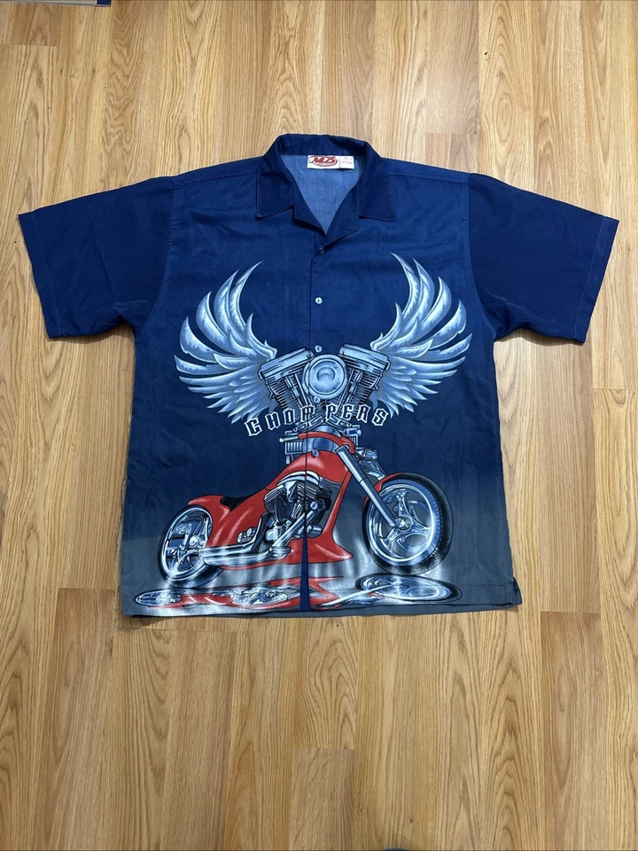 CAMISA HAWAIANA MALIBU DREAMS MOTO ROJO CEREZA CHOPPER Talla Grande Foto 1 de 4