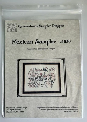 QUEENSTOWN DESIGNS Mexican Sampler 1850 Reproduction Cross Stitch Pattern - Image 1 of 3