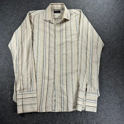 Camisa Burton Para Hombre Rayas Manga Larga Abotonada Talla L Beige Azul Gris Foto 1 de 4