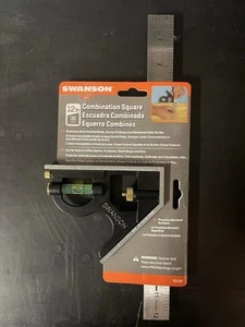 12 Inch Combination Square Swanson Stainless Blade Level Scribe Brass Screw New✅ - Picture 1 of 5