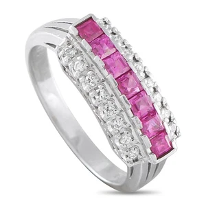 Platinum 0.13ct Diamond and Ruby Ring - Picture 1 of 4