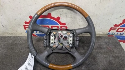 2002 Cadillac Escalade Steering Wheel Grey Leather Wrap Wood Trim - Image 1 of 4