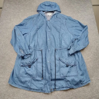 Chaqueta de mezclilla Torrid para mujer 3 azul con capucha cordón utilitario Parka abrigo jurar ajuste Foto 1 de 4
