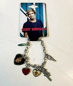 Cody Simpson Cameo Multi-Colored Silver Heart Charm Bracelet - Ships Today! - Picture 1 of 3