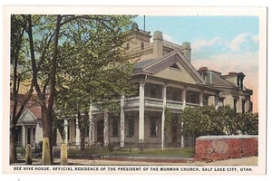 BEE HIVE HOUSE Mormon President Residence Salt Lake City UT Postcard Utah WB - Picture 1 of 2