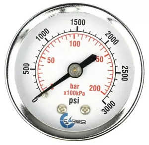 2" Pressure Gauge - Chrome Plated Steel Case, 1/4"NPT, Back Mnt. 3000 PSI - Picture 1 of 3