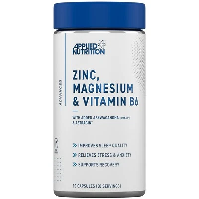 APPLIED NUTRITION Zinc Magnesium Vitamin B6 Ashwagandha Muscle & Testosterone Support 30 Servings