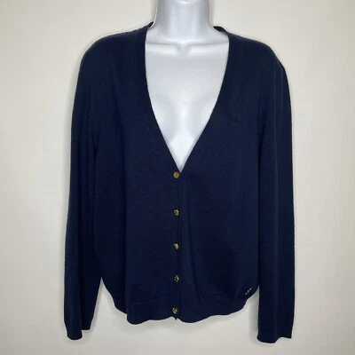 Suéter Cárdigan Juicy Couture Azul Marino Rosa Mezcla Lana Ikat Talla L Foto 1 de 4