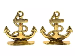 Vintage Solid Brass Anchor Bookends Nautical Maritime Decor Pair - Picture 1 of 9