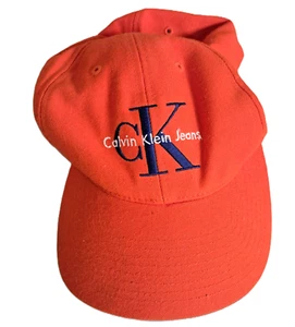 Gorra de béisbol vintage Calvin Klein Jeans Snapback naranja brillante estilo moda - Imagen 1 de 4