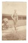 Vintage Photo Shapely Young Woman Skin Tight Antique Swimsuit Found Art R120SF