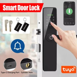 Electronic Smart Door Handle Lock Digital Fingerprint Password Tuya APP Key Lock - Picture 1 of 21