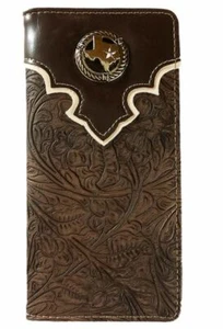 Texas State Herren Geldbörse Western Doppelfaltbar Scheckbuch Stil W89-32 Strauß braun - Bild 1 von 3