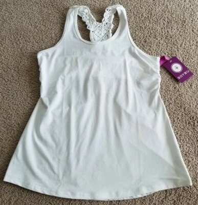 NUEVO CON ETIQUETAS CAMISETA SIN MANGAS PARA MUJER SOBU YOGA RACERBACK BLANCA TALLA M Foto 1 de 4