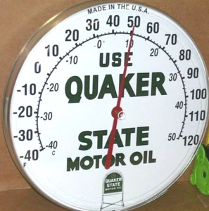 SIGNO TERMÓMETRO TALLER REPARACIÓN DE AUTOMÓVILES QUAKER STATE MOTOR OIL - GASOLINA Hecho en EE. UU. - Imagen 1 de 12