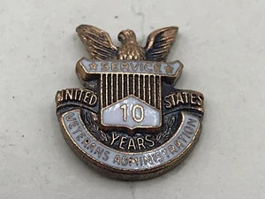 Lapel Pin United States Veterans Administration 10 Years Service Pin Vintage VA - Picture 1 of 6