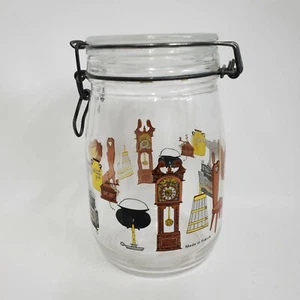 Reloj vintage de nivel de llenado contenedor de vidrio frasco de 1 L con tapa con bisagras - Imagen 1 de 9