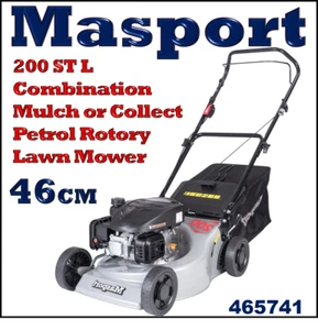 Masport 200 ST L 46cm 4 Wheel 3 in 1 Petrol Lawnmower Rotary Mulch Lawn Mower - Picture 1 of 13