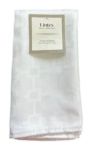 (2)  Lintex Chandler Napkins ~ White ~ 17 x 17  Polyester Machine Washable - Picture 1 of 3