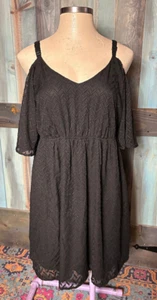 Torrid Chevron Black Sheer Layered Cold Shoulder Tank Dress 3 22 24 - Picture 1 of 6