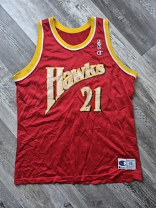Vintage Dominique Wilkins Atlanta Hawks #21 Champion NBA Basketball Jersey Sz 48 - Picture 1 of 4