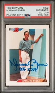 Mariano Rivera Autographed '92 Bowman #302 Rookie Card PSA/DNA Auto Grade 10 - Picture 1 of 2