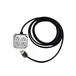 CBI 15ft Metal Quad Box Power Cable 4 outlet box 20amp Sideways Plug Blade - Picture 1 of 2