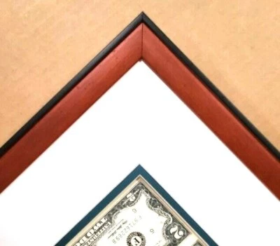 CUSTOM Red FRAME IVORY GREEN DOUBLE MAT FOR $1 bill 16 Uncut Sheet of Money  - Image 1 of 2