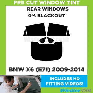 For BMW X6 (E71) 2009-2014 Pre Cut Window Tint Rear 0% Blackout Film - Picture 1 of 10