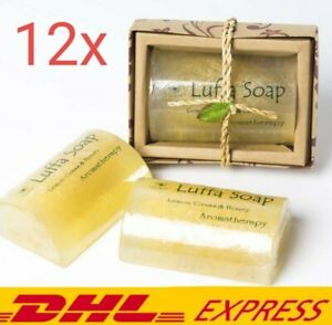 12 Bar Lemongrass Honey Luffa Soap.Scrub Handmade Spa Face Body Thai Herbai 100g